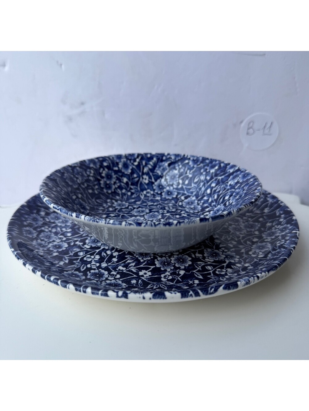 Royal Wessex Blue & White Floral Plate & Bowl Set Made in England B-11